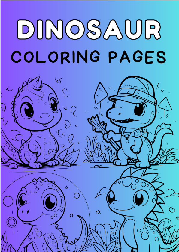 8 Dinosaur Coloring Pages for kids