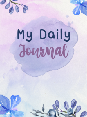 Blue Purple Watercolor Cute Flower Daily Journal