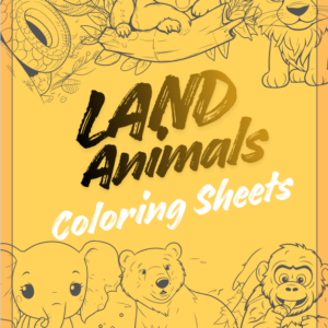 Land Animals Coloring Pages Activity Worksheet for Kids | Cute Animal Coloring Sheets | Printable & Digital Kids Activity | 6 Mini Animal Drawings | A4 PDF